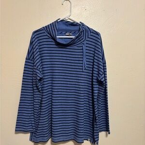 Talbots Blue and Black Striped Knit Top